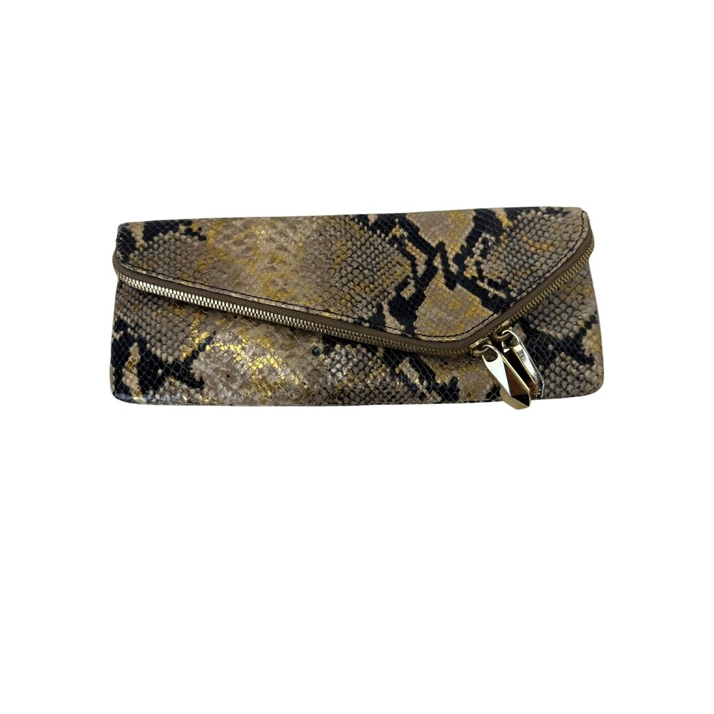 Henri Bendel snakeskin metallic convertible clutch handbag with dust bag